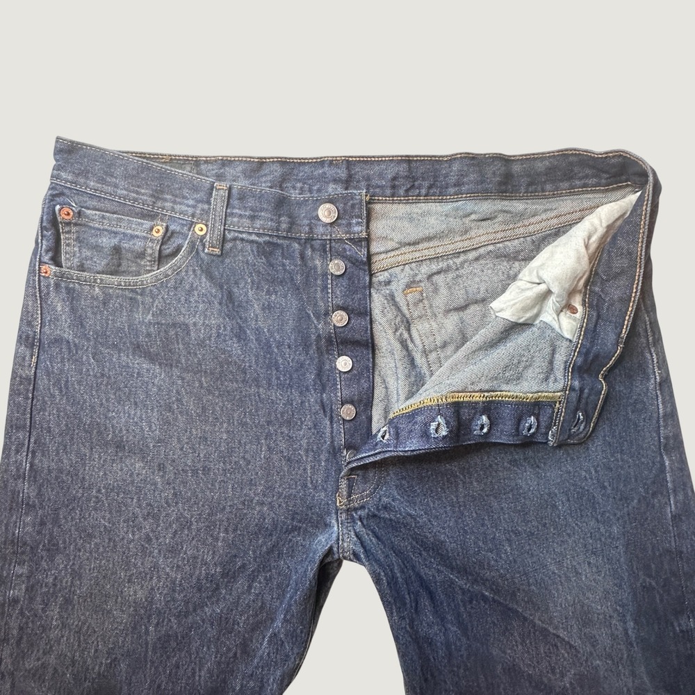 Levi's 501 Jeans Mens 40x32 (39x28) Original Fit Blue Dark Wash Button Fly Denim